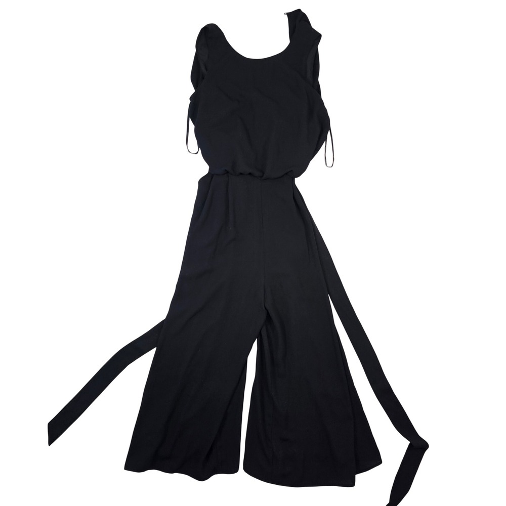 Vince Camuto Black Sleeveless Wide Leg Jumpsuit Open Back Tie Waist Size 4